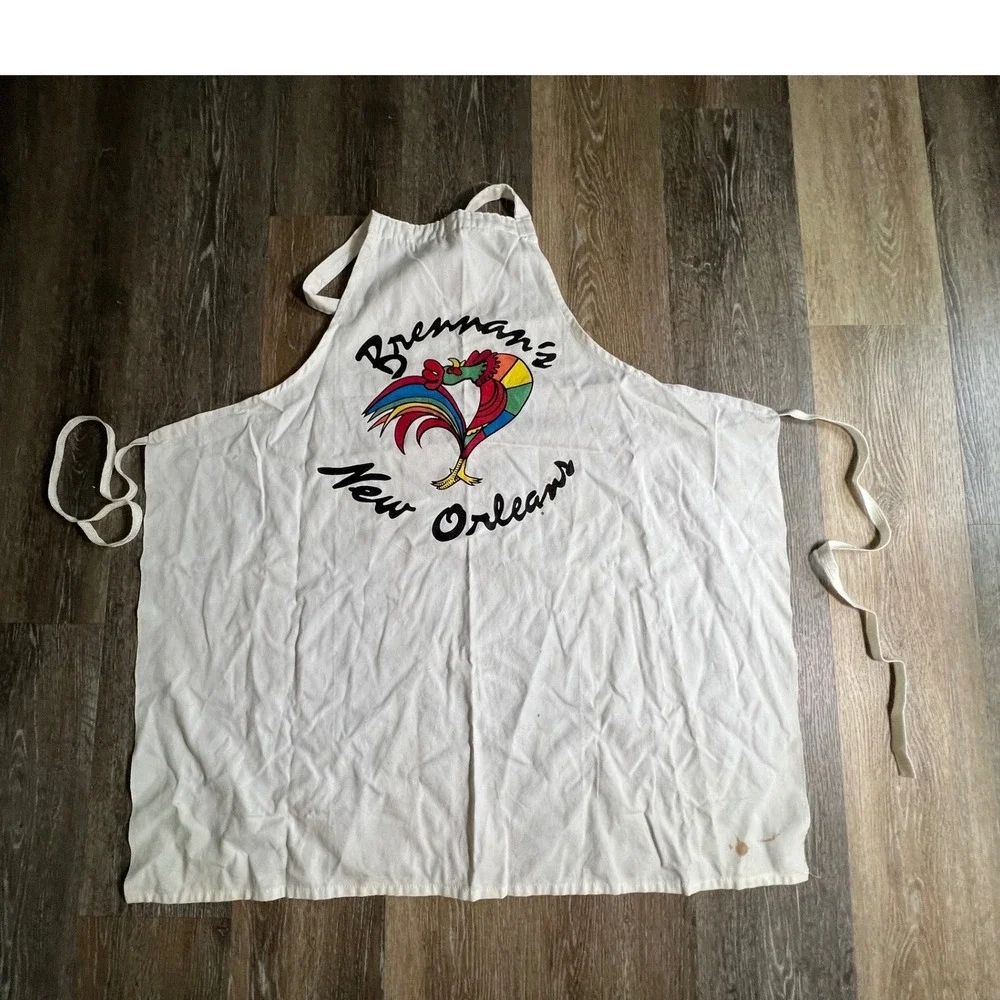 Brennan's Apron Unisex OS White New Orleans Rooster Vintage Souvenir NOLA